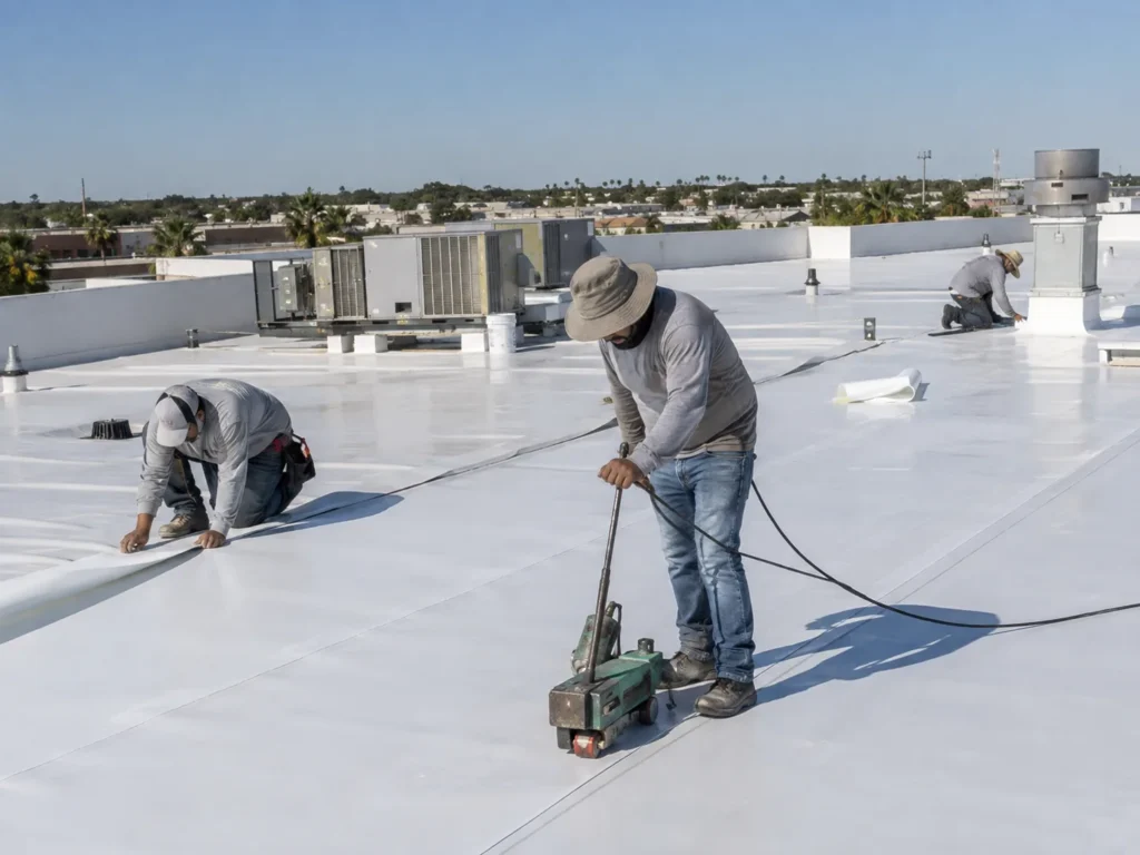 Commercial flat roofing system