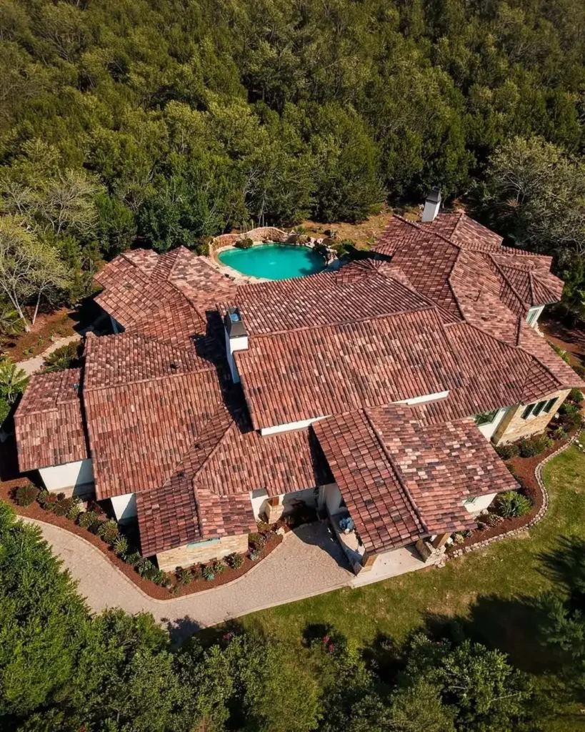 Residential tile roofing on a home