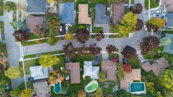 Aerial view of a Gardena, CA residential neighborhood
