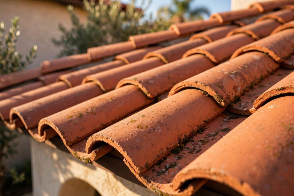 Clay tile roof on a Palos Verdes home, California